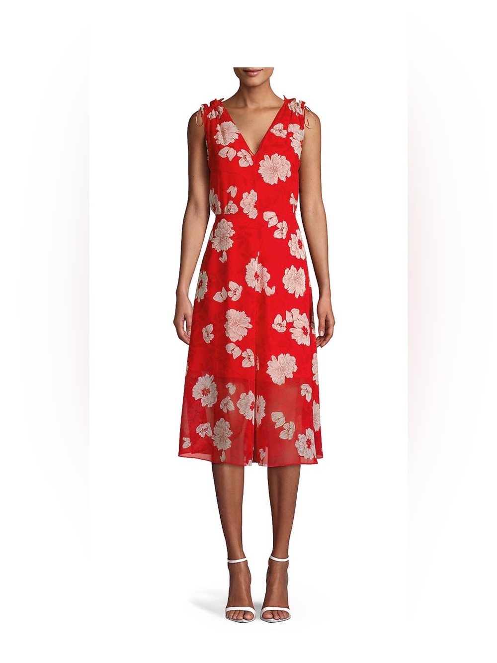Vince Camuto Red Floral Midi Dress – Size 14 – NWT